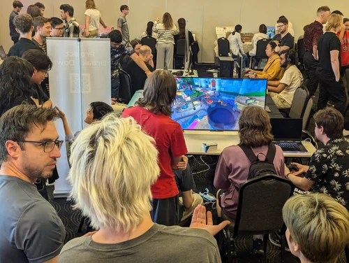 A tabletop game being playtested